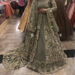 Nazrana Wedding Bridal Lacha Sage Green